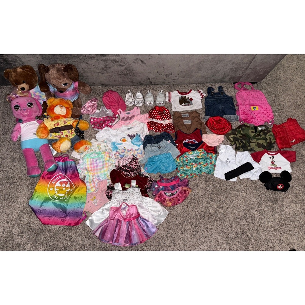Huge Build A Bear Lot‎ 40+pieces and 4 Bears Mickey Dresses Shoes Karate